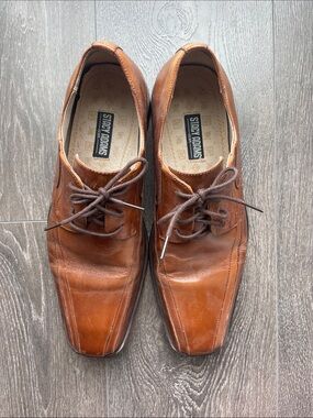 Stacy Adams Tan Brown Leather Lace-Up Oxfords